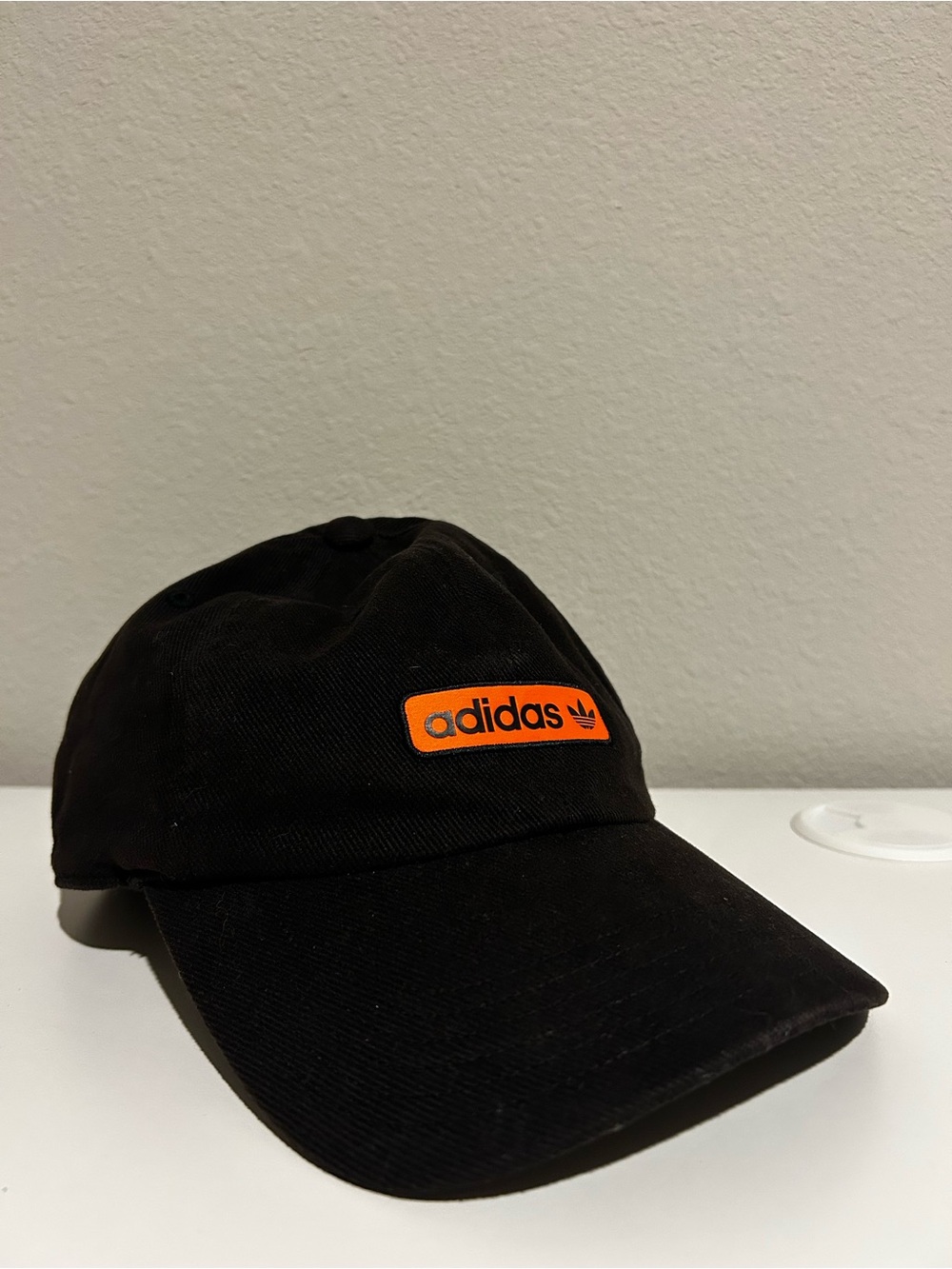 Adidas Unisex Black Hat with Orange Logo Patch - Picture 8 of 9